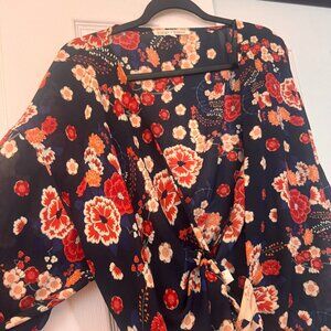 Floral Tie Front Blouse